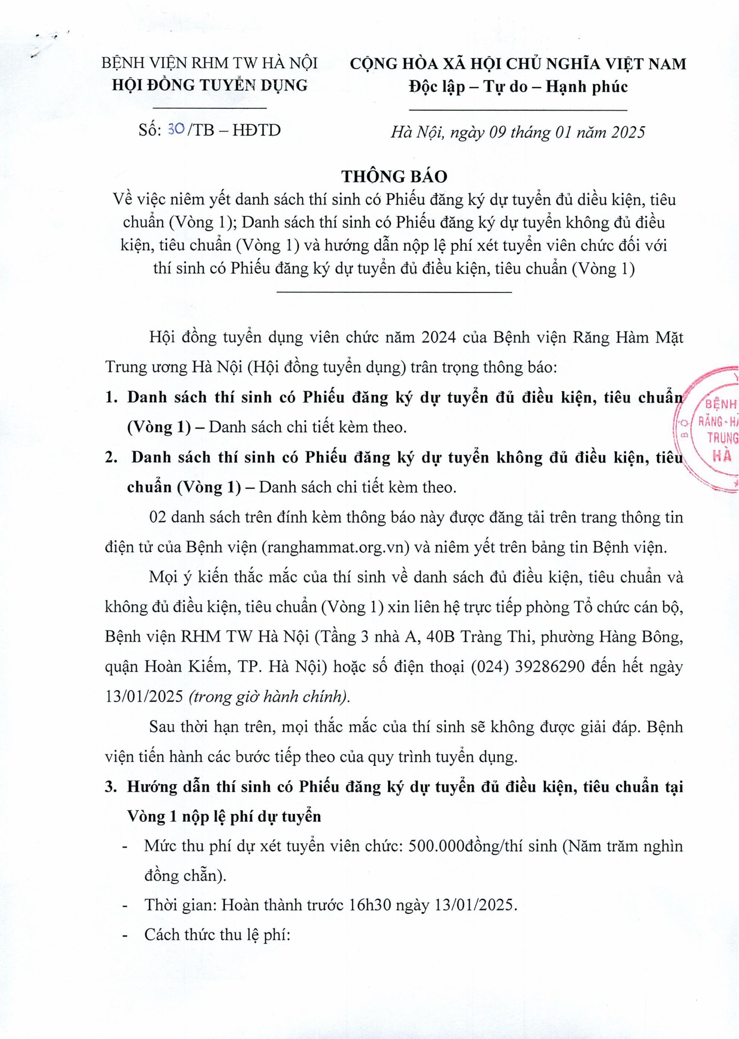 THÔNG BÁO VỀ VIỆC NIÊM YẾT DANH SÁCH THÍ SINH CÓ PHIẾU ĐĂNG KÝ DỰ TUYỂN 