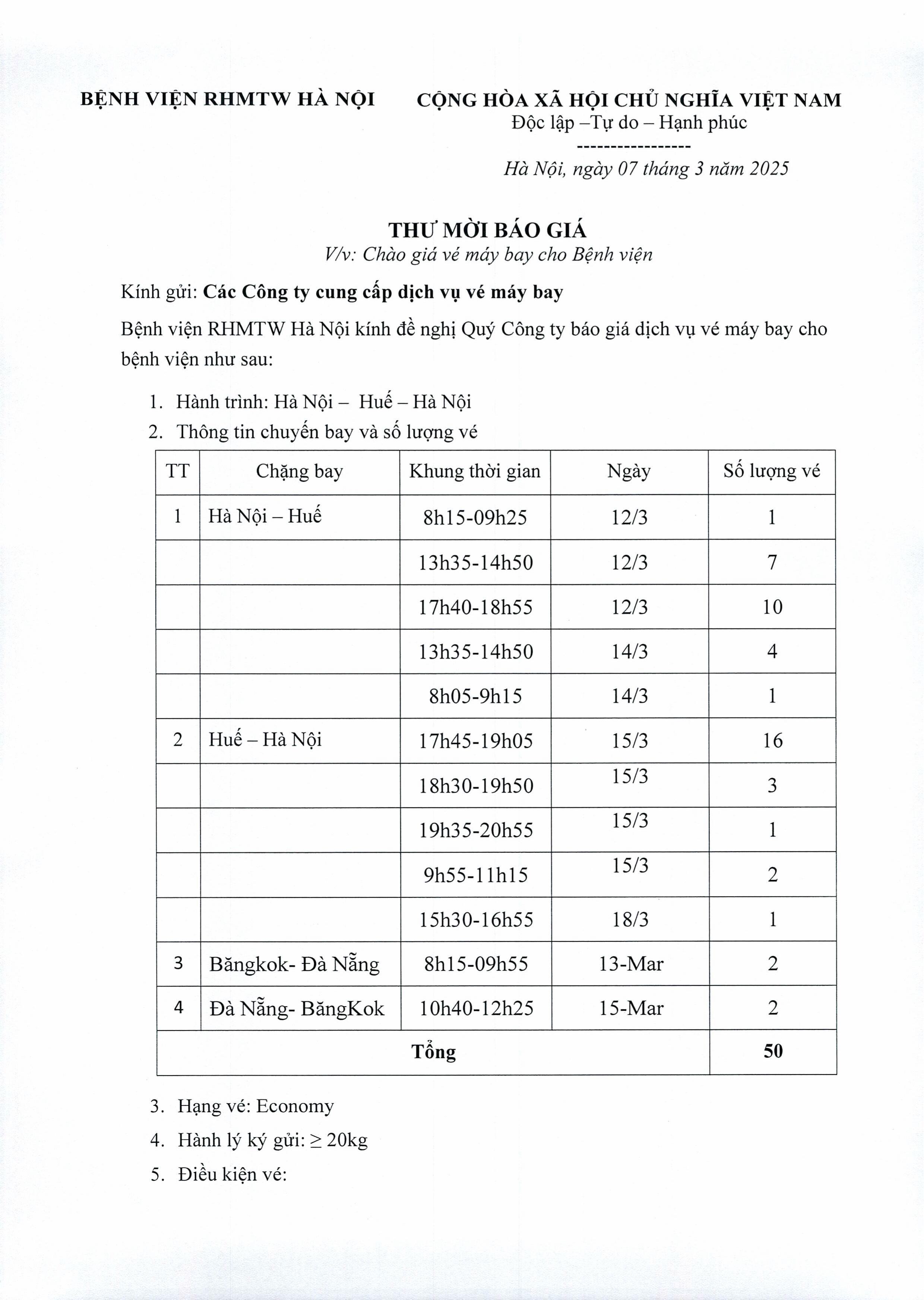 THƯ MỚI BÁO GIÁ VÉ MÁY BAY CHẶNG HÀ NỘI - HUẾ- HÀ NỘI ĐỢT 2 